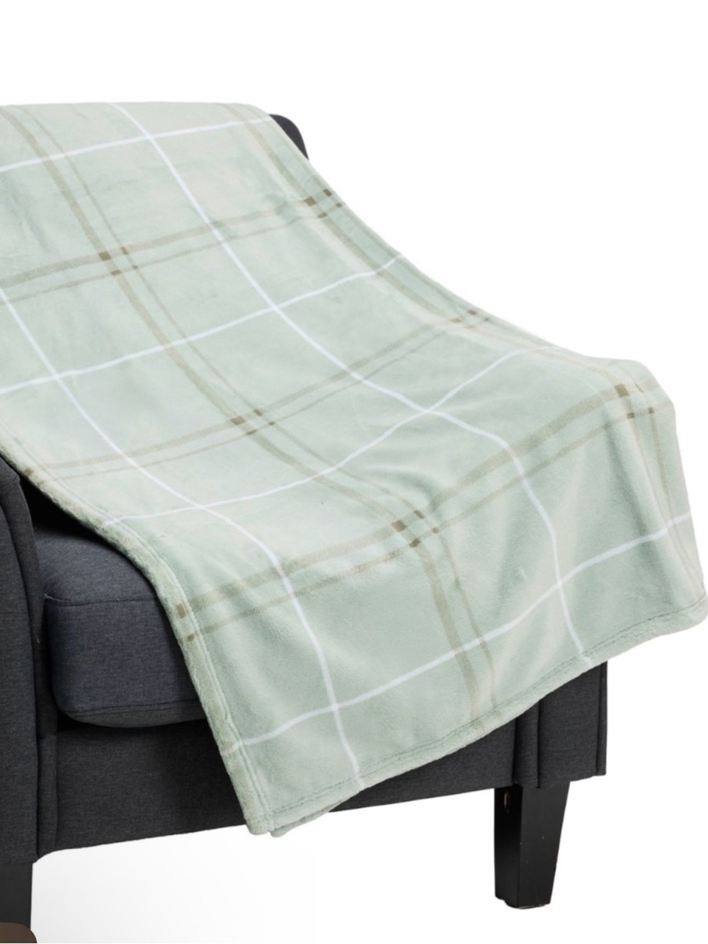 Hunter seafoam Green Plaid plush Throw Blanket 50”x70”